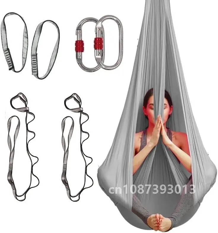 4M Aerial Yoga Hammock Set Yoga Swing Aerial Silk with Extension Straps and Carabiners Improved Flexibility Core Strength