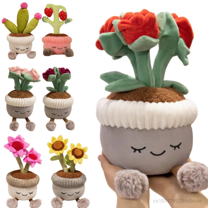 Wholesale 30cm Artificial Flower Plush Toy Green Plants Bloom Cactus Sunflower Soft Dolls Girls Boys Kawaii Xmas Gift Home Decor
