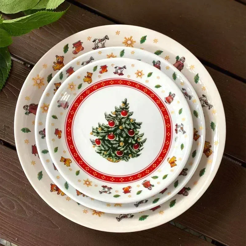 Christmas High Temperature Ceramic Plate Set Christmas Tree Western Food Plate Lovely Coffee Cup Bowl Rich Variety Christmas Set