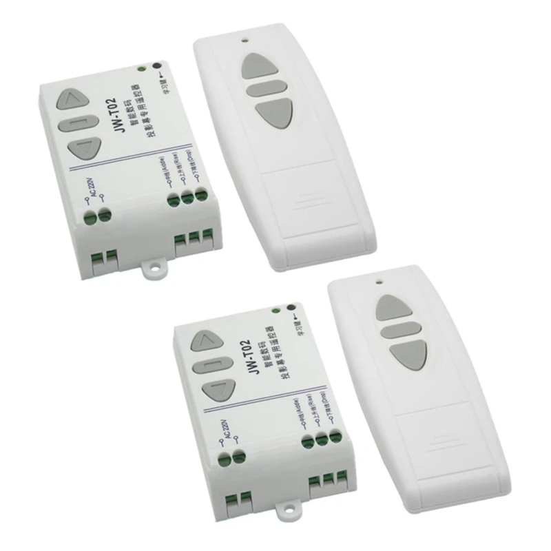 2X JW-T02 AC 220V Motor Wireless Remote Control Switch UP Down Stop Tubular Motor Controller Forward Reverse RX Latched