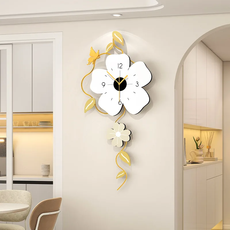 Modern Wall Clock Living Room Silent Wall Clocks Creative Flower Wall Decoration Ornament Clocks for Bedroom Modern Large Decor