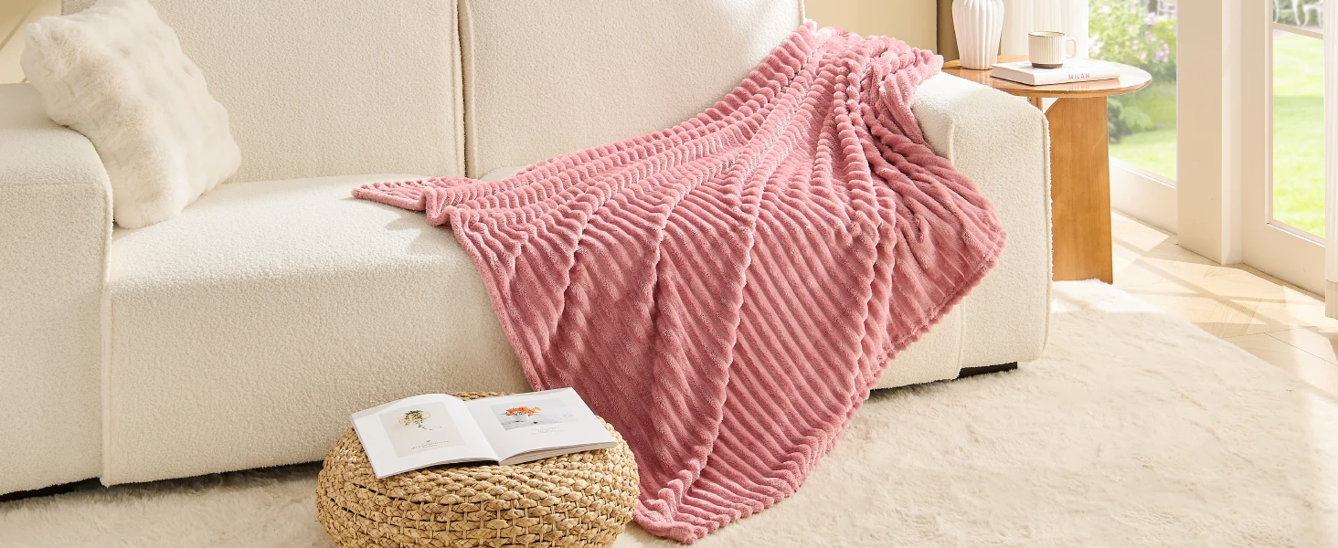 pink sofa blanket
