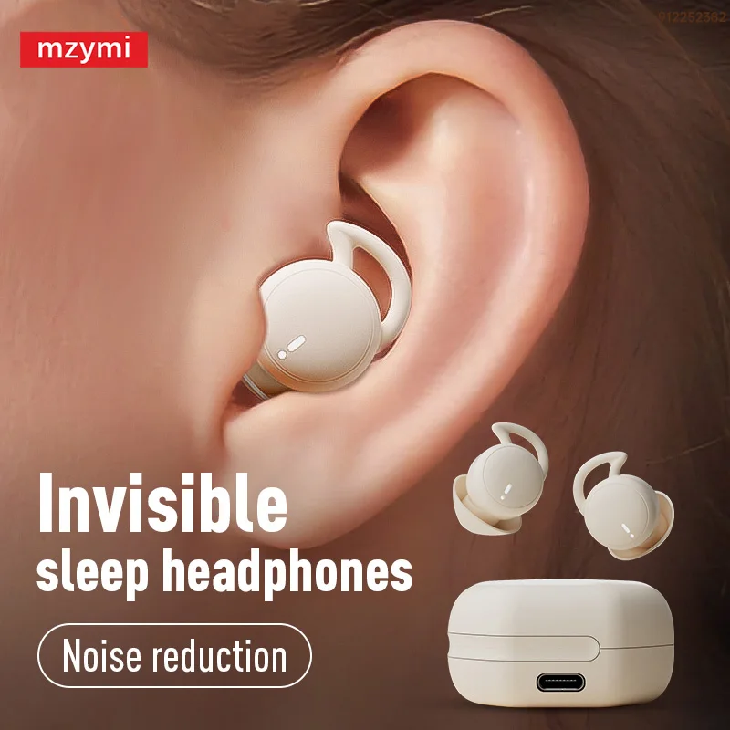 mzymi Wireless Earbuds For Sleeping TWS Bluetooth Mini Invisible Headphone Noise Blocking For Side HIFI Stereo Sleep Headset