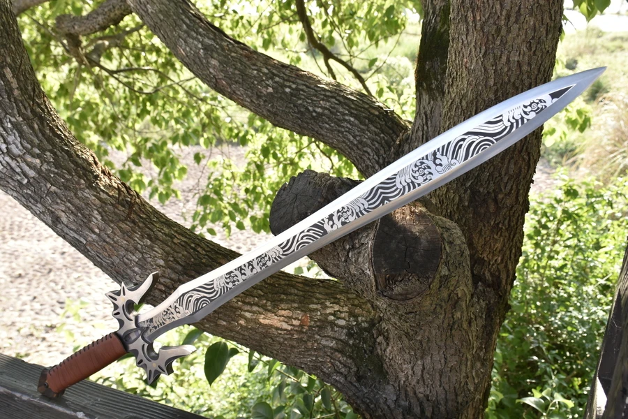 

84cm Medieval stainless steel true sword One Steel wave Western Viking True steel European Warrior weapon Martial arts katana