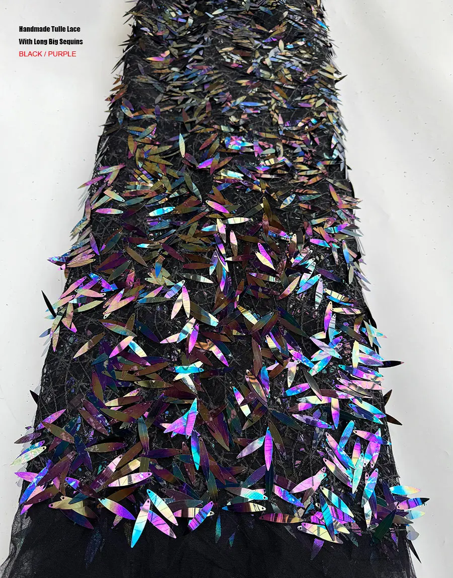 

Простой черный большой длинный тюль с блестками, кружево ручной работы, африканская французская сетчатая ткань, сетка для вышивки одежды, модное платье