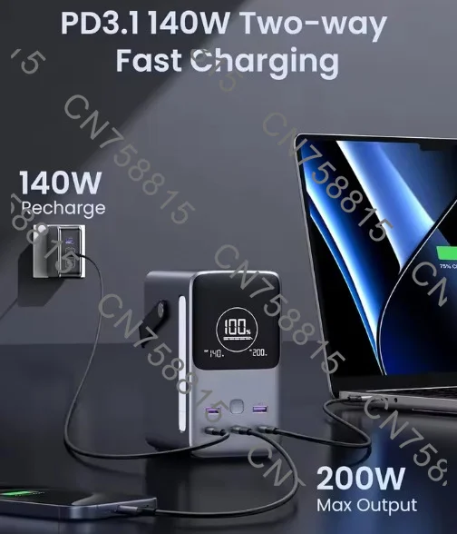For ugrEEN 300W 48000mAh Portable Charger Power Bank , Lighting and SOS Mode, 153Wh 5 Ports Battery Pack