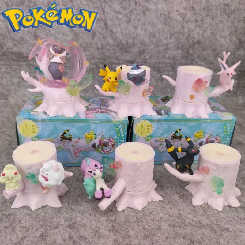 Pokemon Stump Model 5th Generation Kawaii Tree House 6pcs Umbreon Espeon Ponyta Doll Children's Toy Birthday Gift