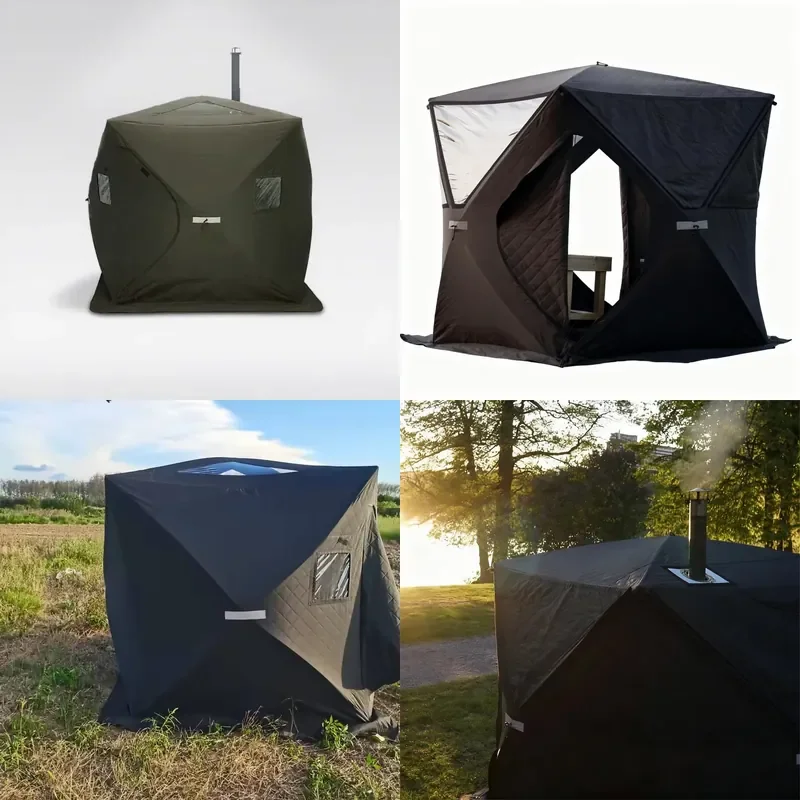 Portable Tent Sauna with Stove Polyester Waterproof Quick Heat Outdoor Camping Backyard Winter Steam Bath House Spa Heater