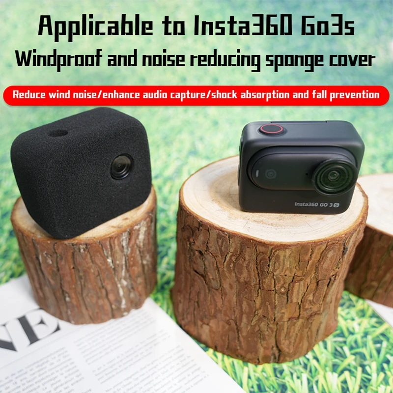 For Insta360 GO3/3S Windproof Cover Shock-absorbing Sponge Noise Reduction Protective Cap Anti-fall Camera Lightweight Accessory