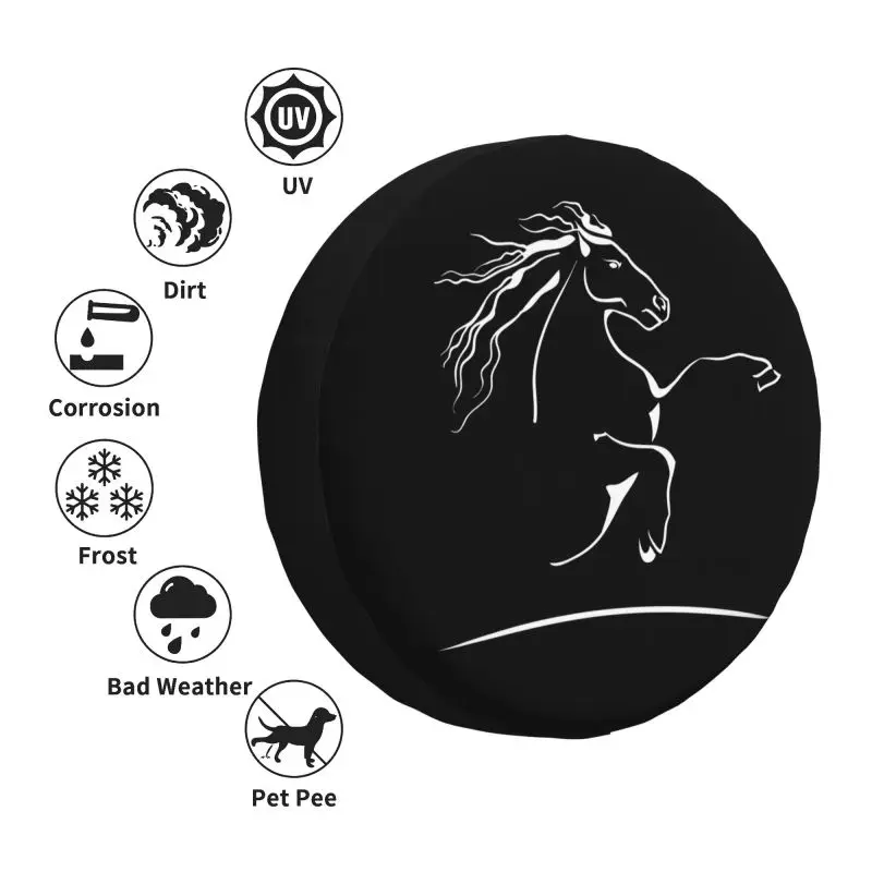 Custom Black Horse Symbol Tire Cover 4WD 4x4 SUV Spare Wheel Protector for Jeep Grand Cherokee 14\