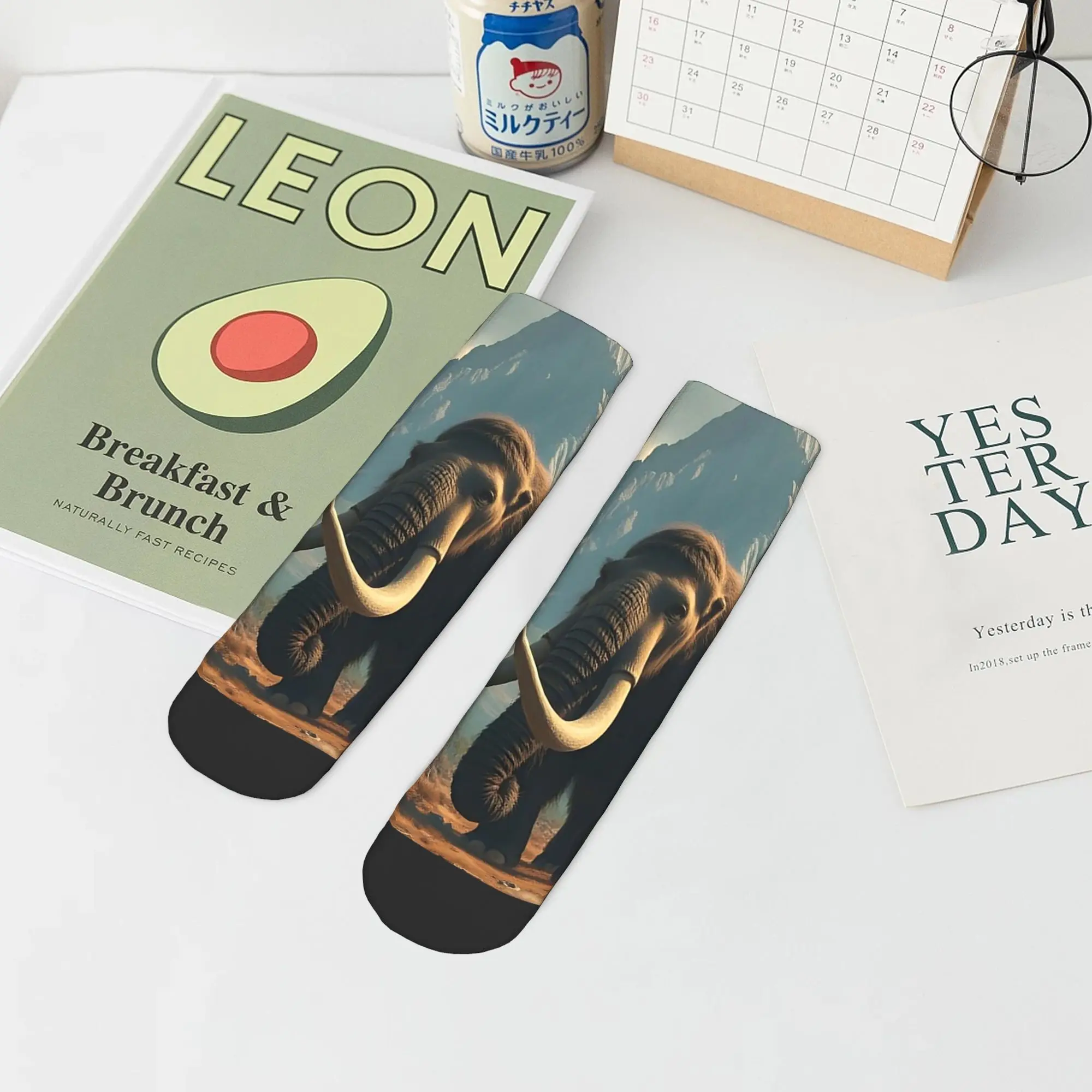 Calcetines de bestia prehistórica de mamut, medias súper suaves Harajuku, calcetines para todas las estaciones, accesorios para regalos de hombre y mujer