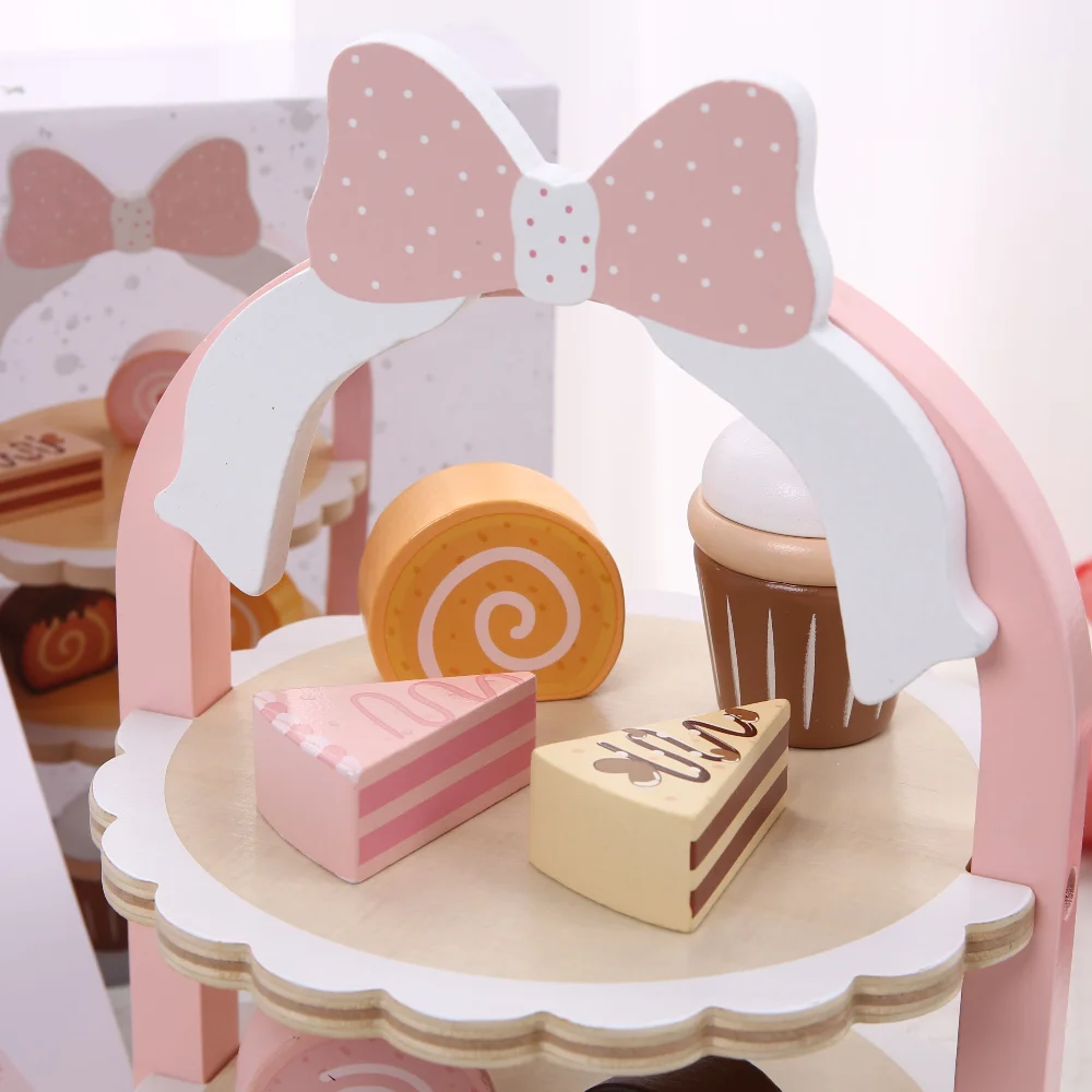 لعبة مجموعة شاي بعد الظهر الخشبية، لعبة التظاهر بالطعام للأطفال، لعبة لعب الأدوار، لعبة منزلية للبنات والأولاد، هدايا للأطفال