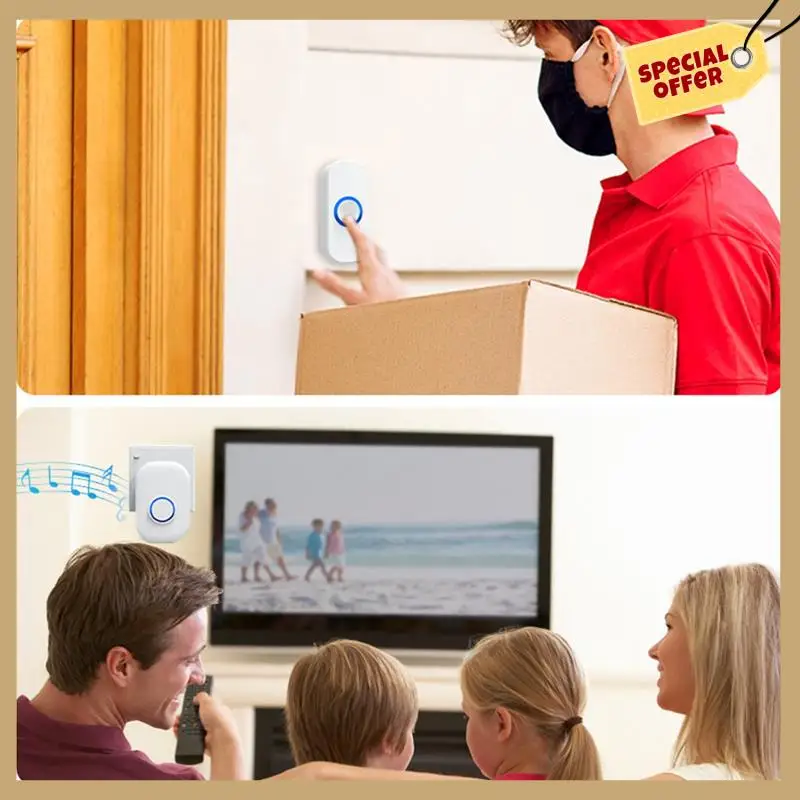 جرس باب لاسلكي مقاوم للماء، ترحيب بالمنزل الذكي، جرس باب منزلي عن بعد، جرس ذكي - WMAN