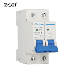 2P DC 1000V MCB Solar Mini Circuit Breaker Overload Protection Switch 6A 10A 16A 20A 25A 32A 40A 50A 63A DC1000V Photovoltaic PV