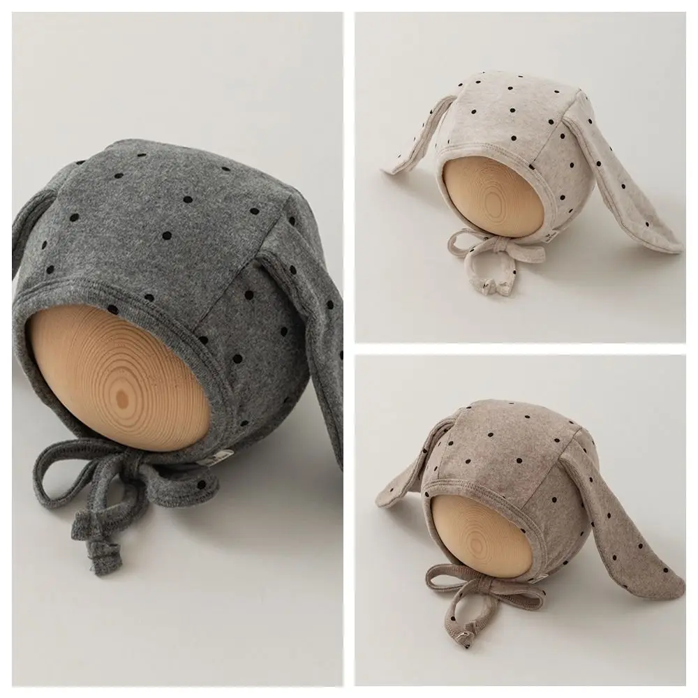 

Cartoon Cute Baby Fetal Cap Polka Dot Soft Newborn Rabbit Ear Beanie Hat Cartoon Sweet Infant Bonnet Hat Toddler