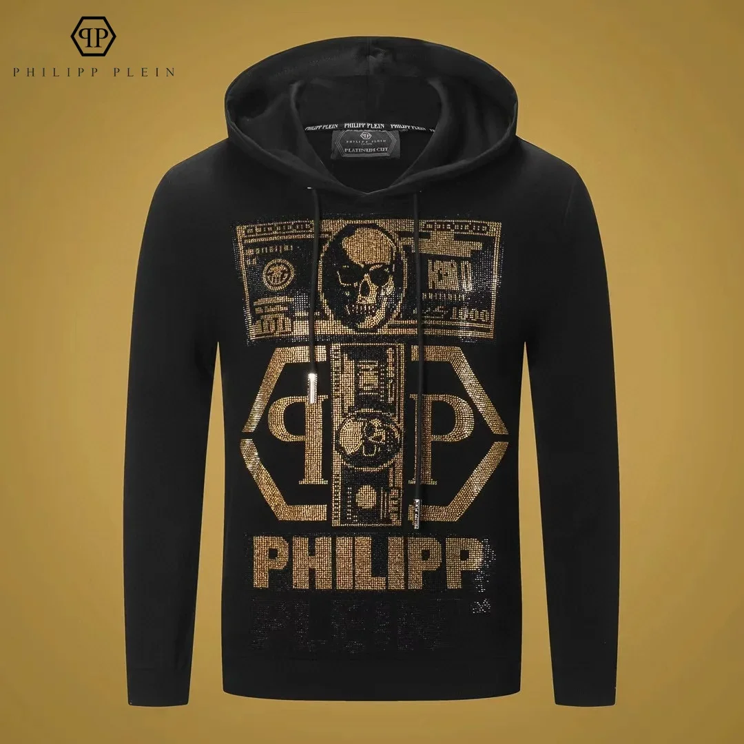 Philipp Plein Original Design Personality Classic Retro Fashion Spring and Autumn Hooded Sweatshirts Street Hip-hop Pullovers