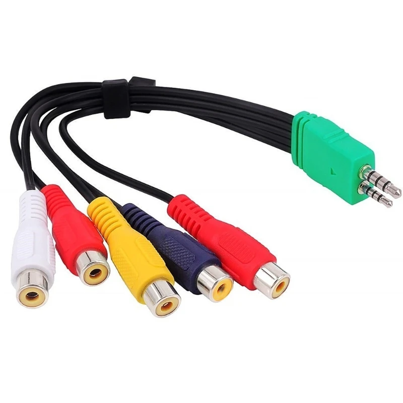 

3.5mm Male 2.5mm Male to 5RCA Female Plugs Video Adapter Cable Cord Compatible for BN39-01154 LED LCD TV Video Cable