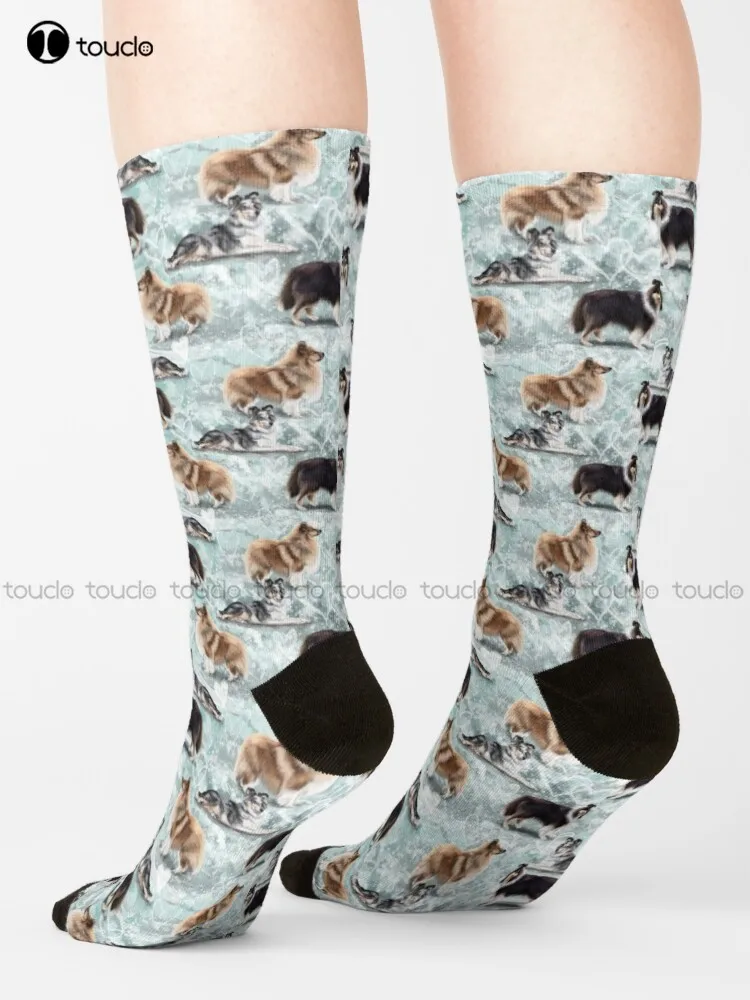 

The Shetland Sheepdog Sheltie Socks Unning Socks Women Cartoon Comfortable Best Girls Sports 360° Digital Print Custom Gift Sock