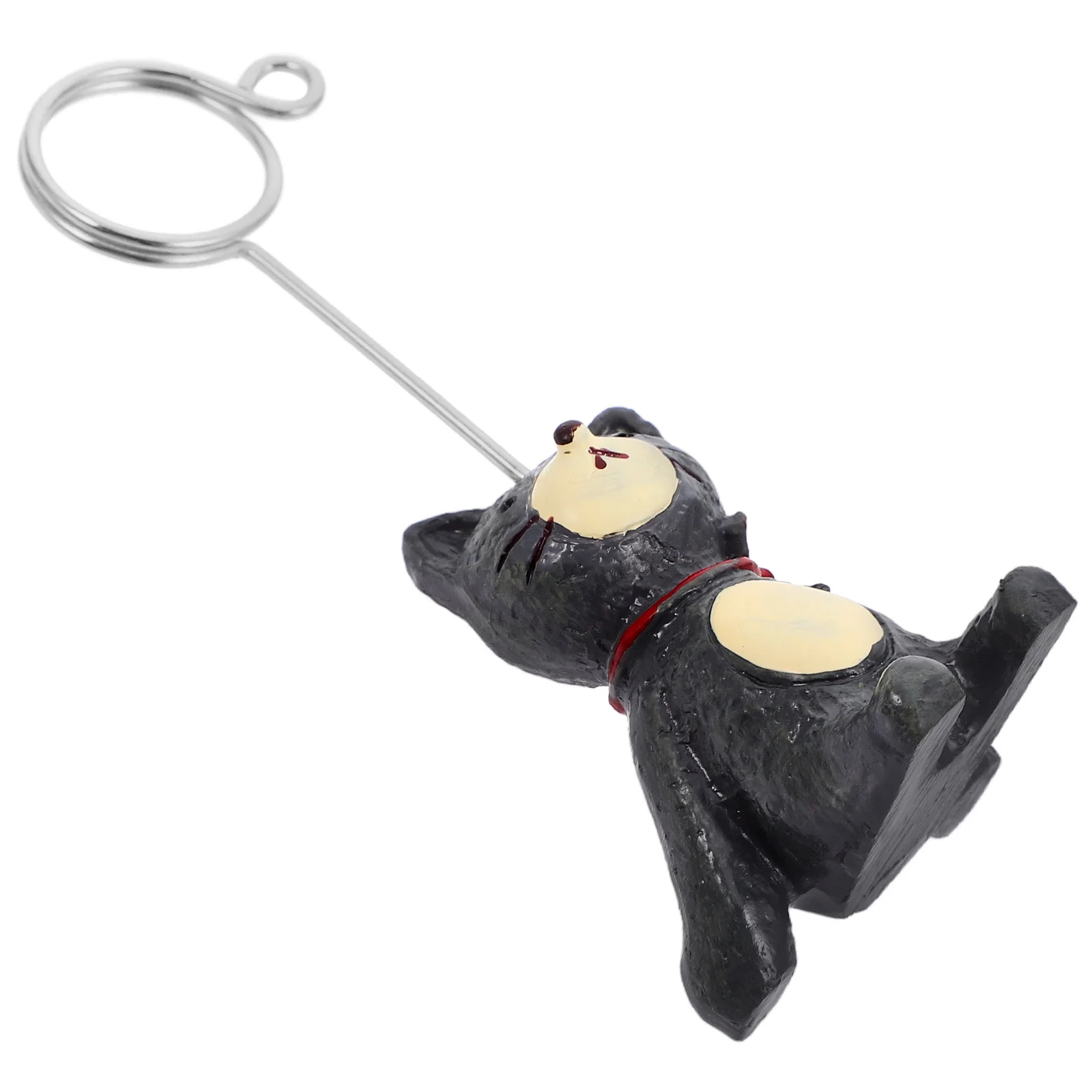 

Cartoon Cat Resin Message Folder Dark Gray Multi Purpose Desktop Ornament for Photo Note Menu Clip Home Office Wedding