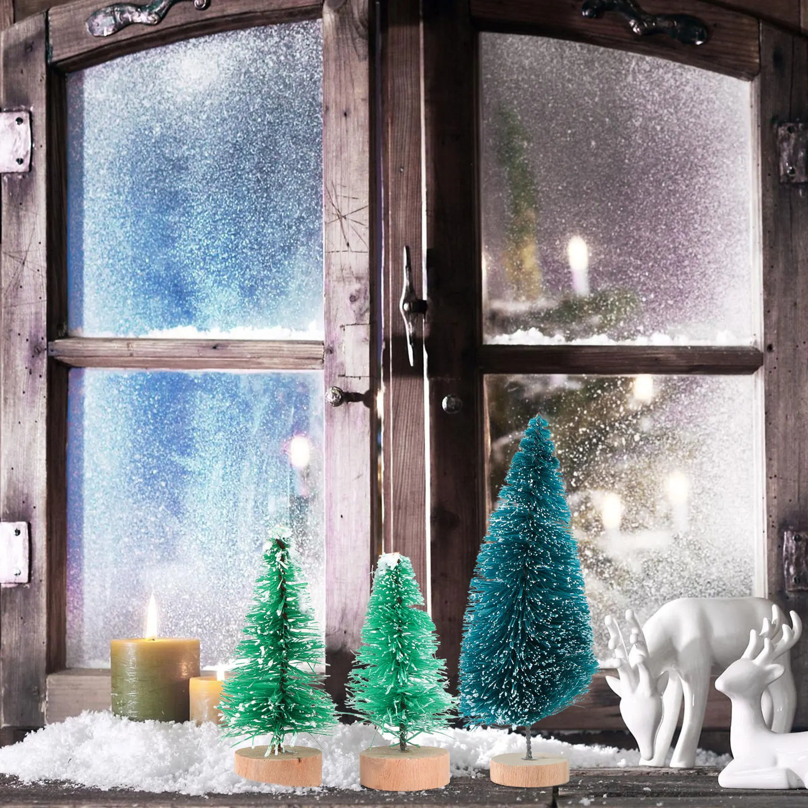 

8pcs Mini Christmas Tree Decor Simulated Small Desktop Xmas Party Supplies Snowing Tree Adornment Lovely Festival Home