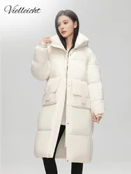 Vielleicht 2024 nuovo stile piumino imbottito in cotone lungo parka piumino invernale per donna Chic coreano cappotto addensato vestiti