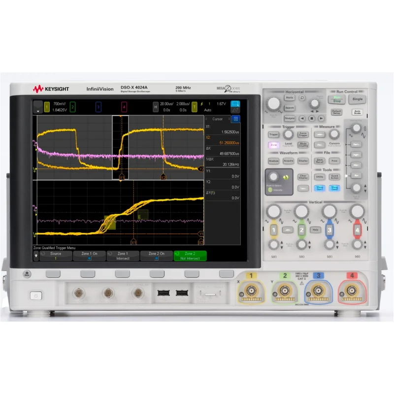 Keysight DSOX4024A Oscilloscope:12.1-inch display,1000000waveforms/sec update rate, 200 MHz, 4 Analog Channels