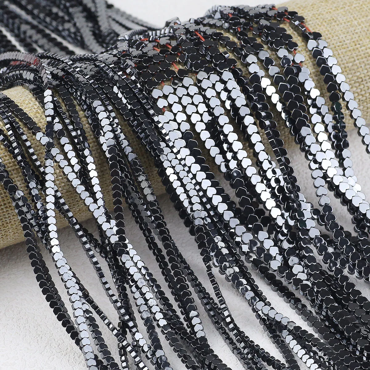 Flat Vertical Hole Heart Black Hematite 3/4mm Natural Stone For Jewelry DIY Handmade Necklace Bracelet Earrings Accessories