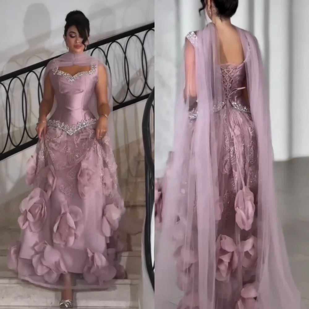 

Customized Sparkle Charmeuse Sequined Flower A-line Sweetheart Long Dresses Bespoke Occasion Quinceanera