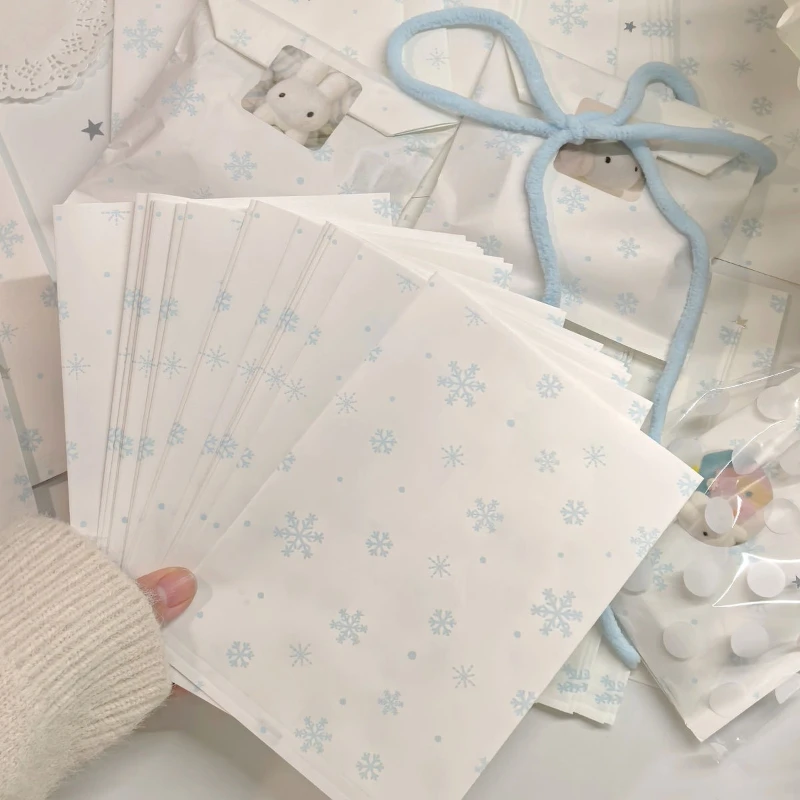 50pcs/set Reto Simplicity Snowflow Package Paper INS Casual Blue White Color Photocard Package Holder DIY Decor Kids Gift