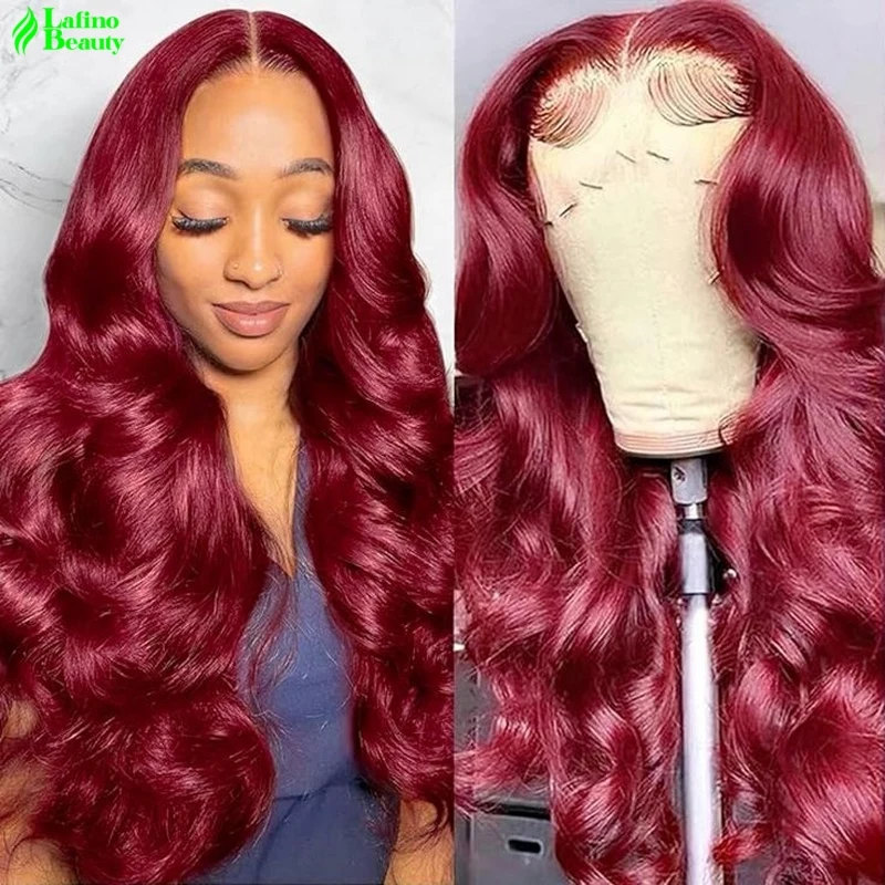 

99J burgundy body wave wig hd lace wig 13x6 human hair red wig burgundy 13x6 13x4 lace frontal human hair wig colored lace wig