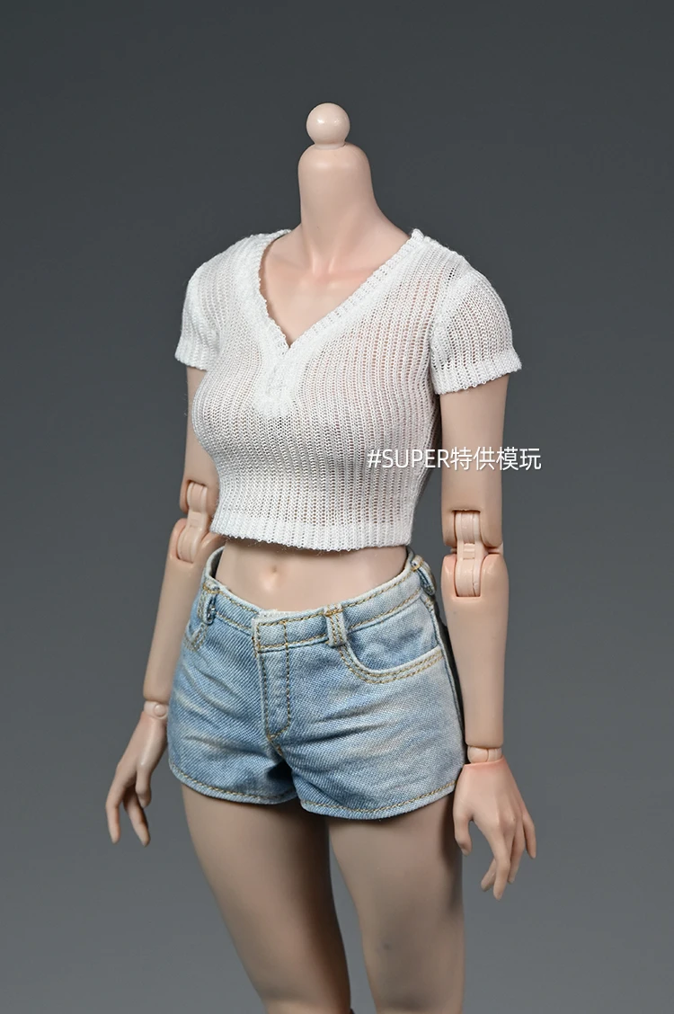 Lalki żeńskie w skali 1/6, dzianina, biała, pasują do ciała figurki akcji 12 cali.