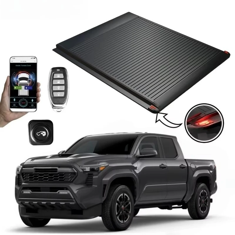 

Trunk Aluminum Retractable Roll up Bed Cover Electric Tonneau Cover for 2015 2016 2020 2021 Tacoma Trd Pro