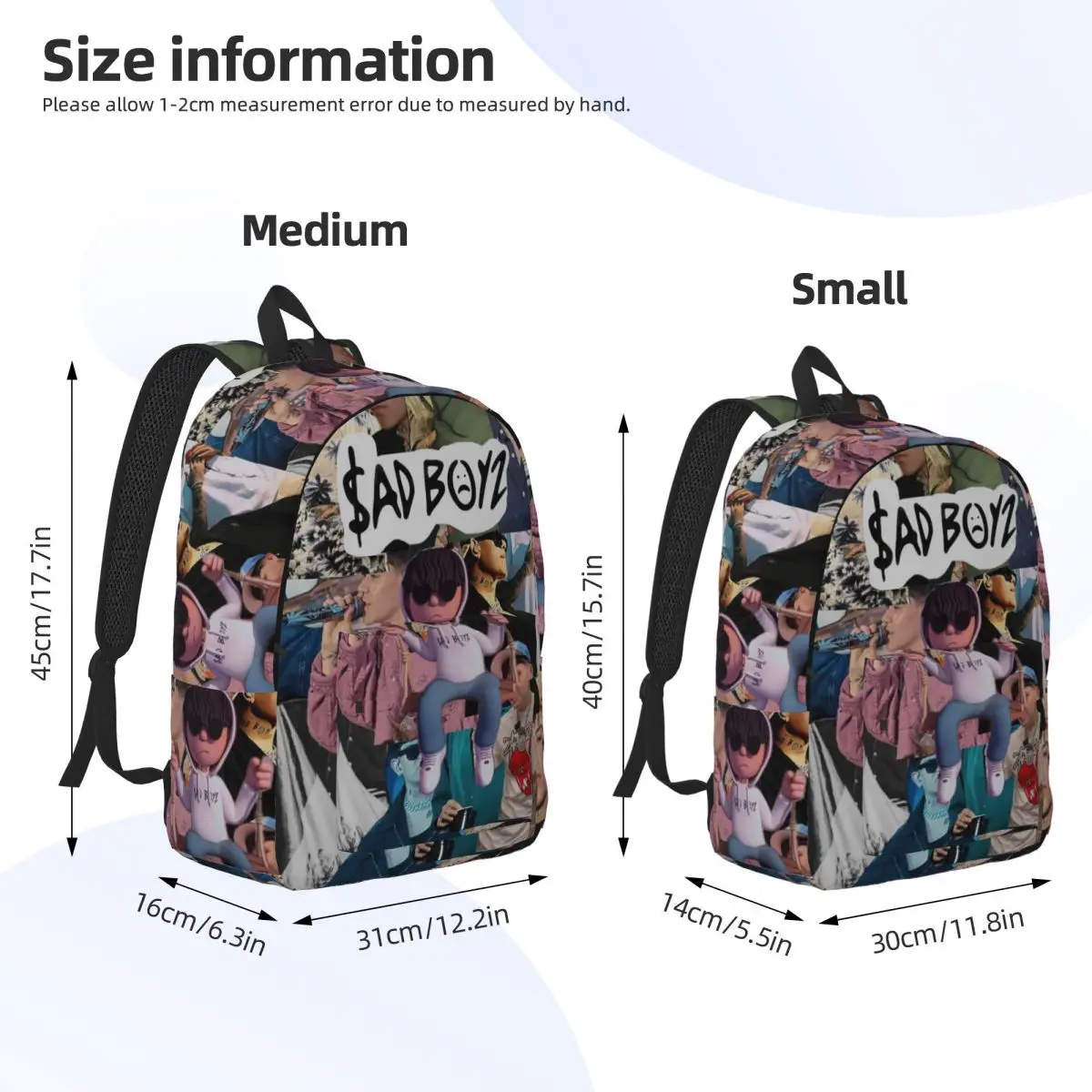 Junior H Merch Sad Boyz Backpack Daypack Large Capacity Children BookBag School Bag Shoulder Bags for Boys Girls