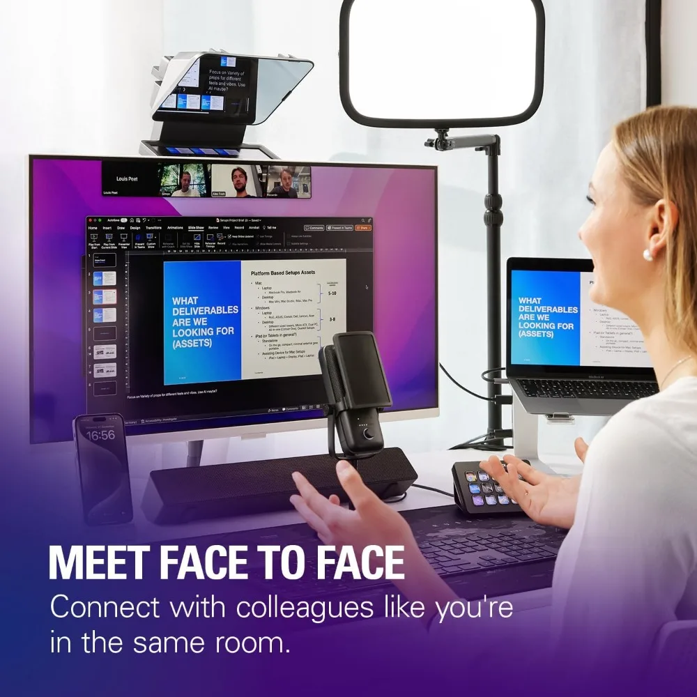 Prompter – Teleprompter with Built-in Screen for YouTube, Twitch, Zoom, MS Teams and More, Supports DSLR/Webcam/Smartphone