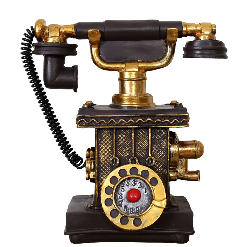 

High-Grade Resin Retro Telephone Decoration Vintage Style Home Cafe Bar Window Display Movie Prop Gift Piggy Bank Resin Ornament