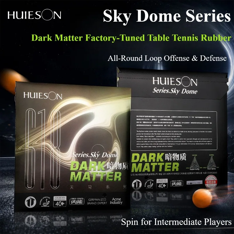 Huieson Sky Dome Dark Matter Table Tennis Rubber Pips-in Ping Pong Rubber with Carbon Black Sponge for Fast Loop Offense ITTF