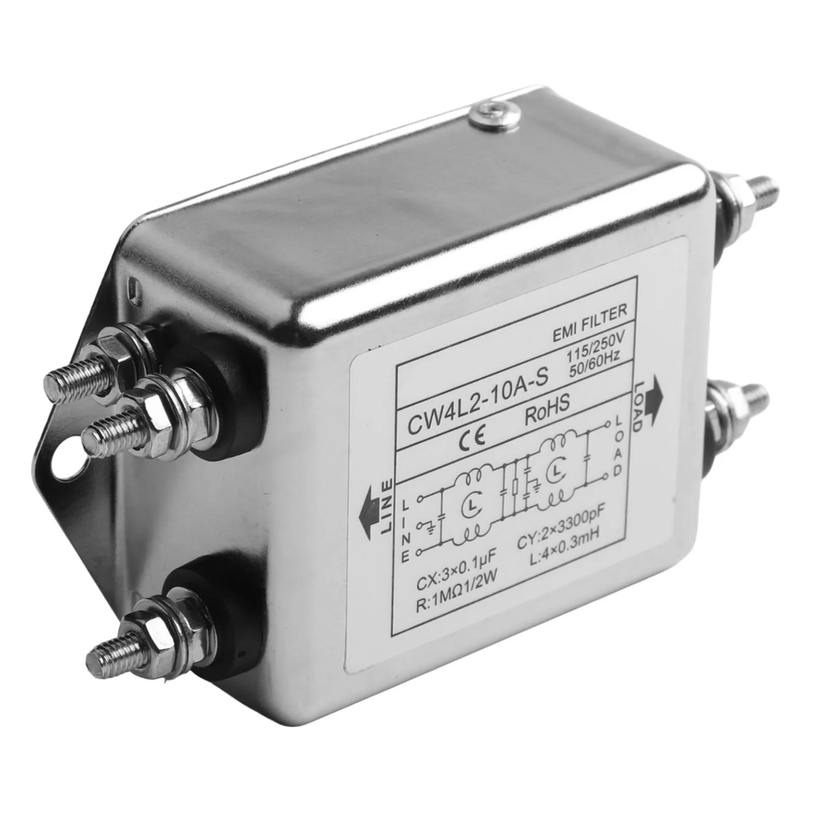 Bolzeninstallations-Leistungsfilter, einphasiger Wechselstromfilter, 220 VAC, hergestellt aus starkem Material, 2250 V Gleichstrom, Spannungswiderstand