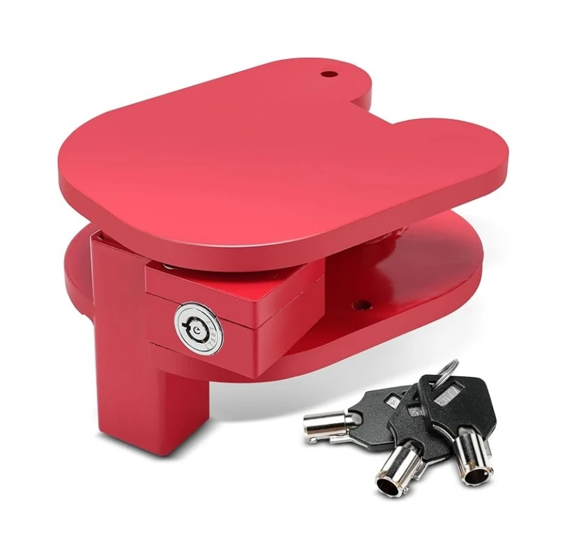 

kj-Equipment Lock Ball and Ring Hitch Lock Powder Coated Steel for Boat Trailer, Flatbed, and Utility Trailer Accessories@