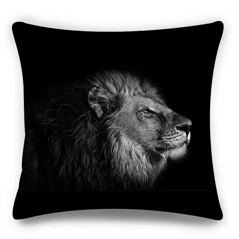 Animal Tiger and Lion Print Pillowcase   Home Sofa Car Decoration Cushion Cover