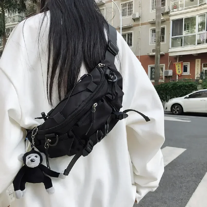 

2026 Style Punk Hip Hop Single Shoulder Crossbody Bag Men Women Street Vintage Chest Bag Casual Sport Fanny Pack Сумка