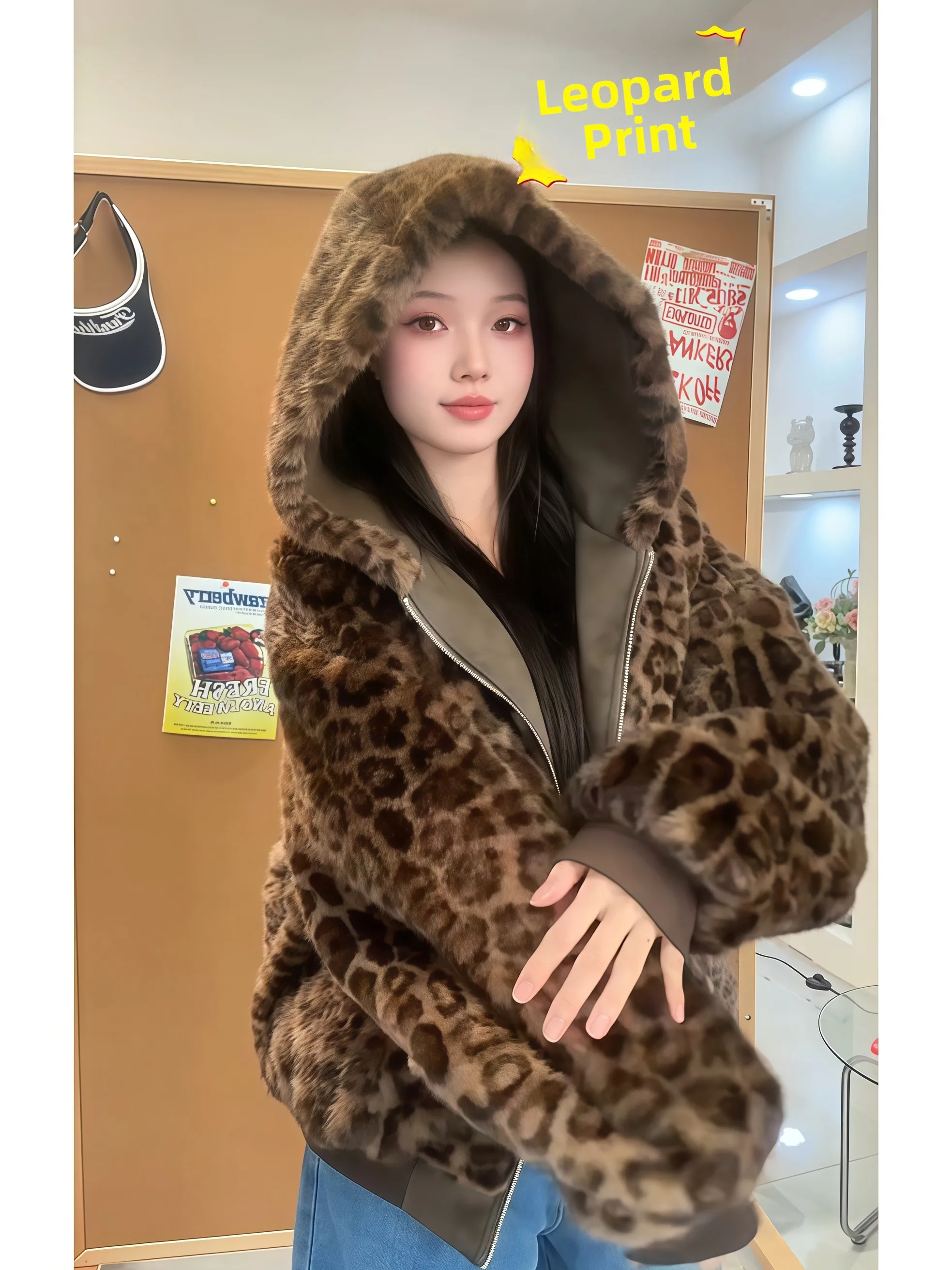 

Мужская и женская утепленная замшевая куртка с леопардовым принтом, двусторонняя, из хлопка, теплая зимняя одежда, модный городской стиль