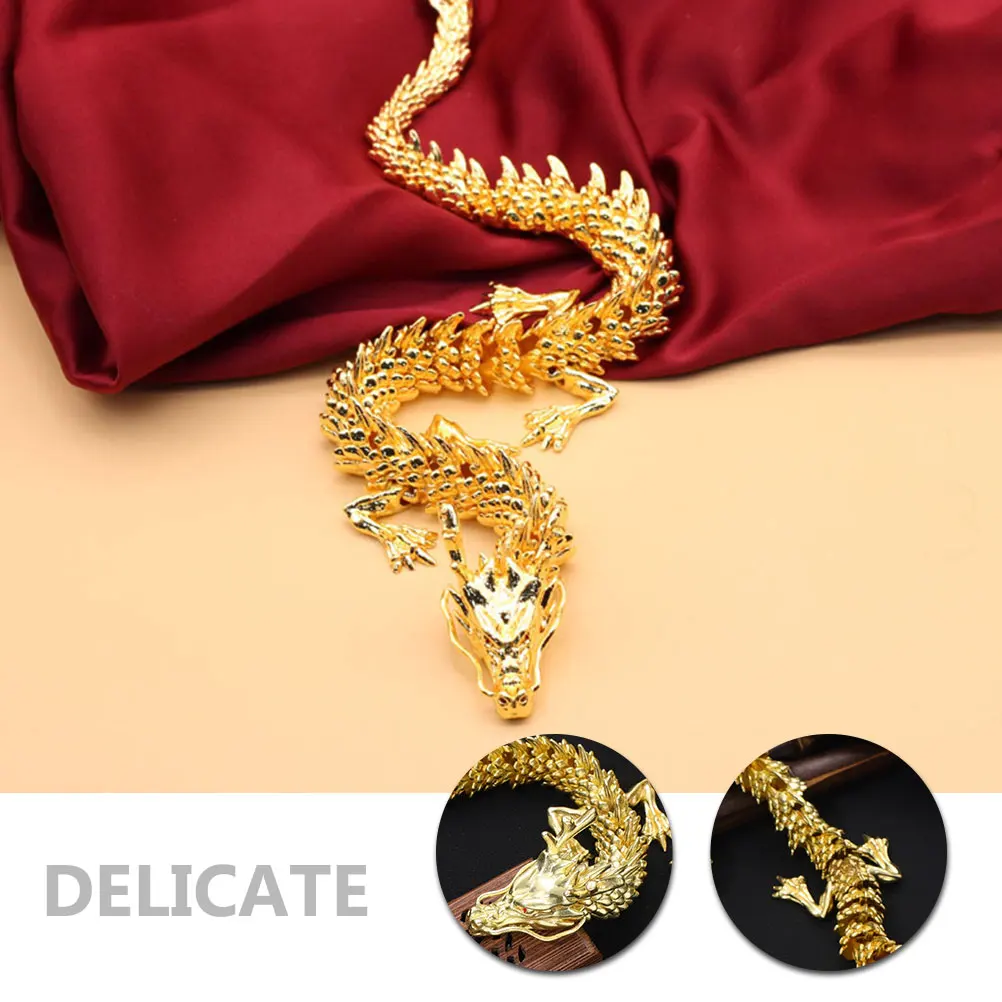

3D 32cm Brass Movable Chinese Desktop Figurine Decor Dragon Ornament Dragon Decor for Home Office Shop Desktop