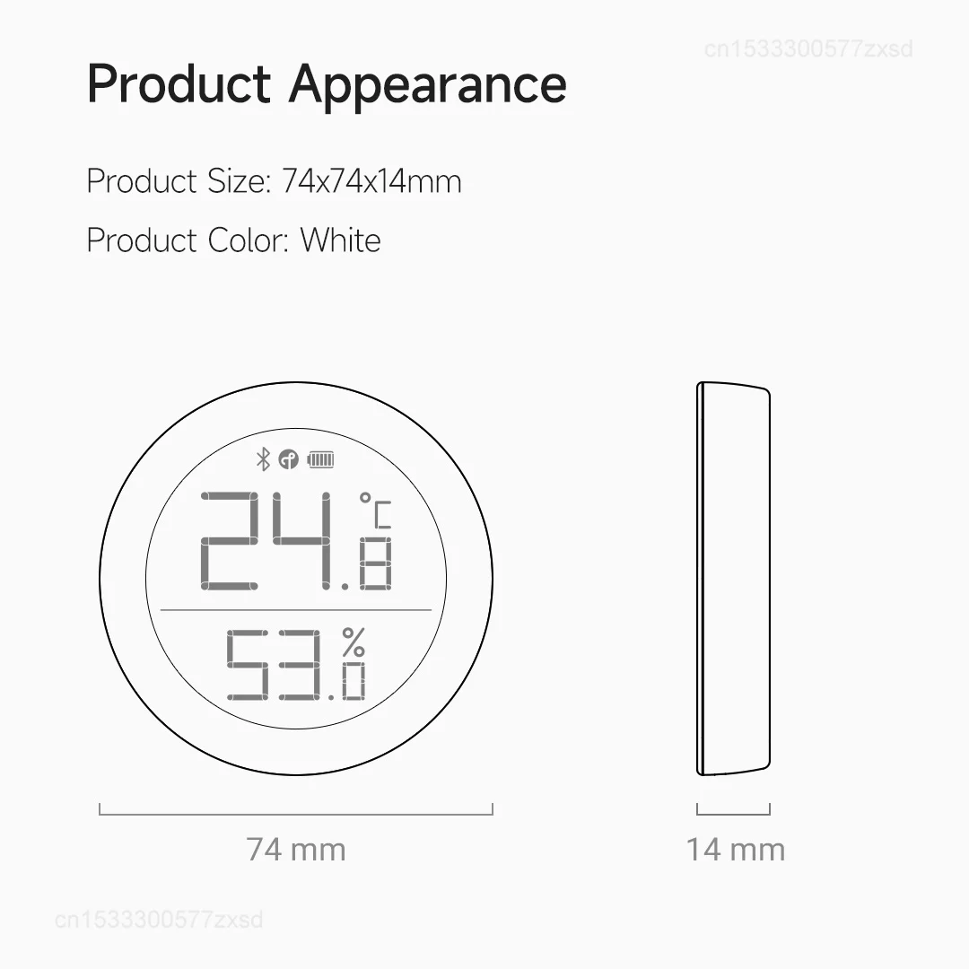 Qingping termometer tinta dalam ruangan, Sensor Kelembaban Suhu versi T/BLE presisi tinggi bekerja dengan Apple HomeKit