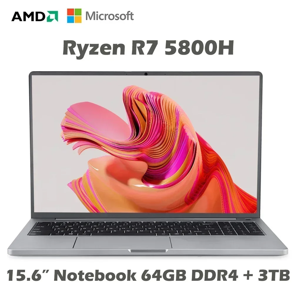 2023 Super 15.6 Inch Laptop Amd Ryzen R7 5800H 8 Cores 64Gb Ddr4 3Tb Ssd Windows 11 Pro 5G Wi-Fi Type-C Gaming Computer Notebook