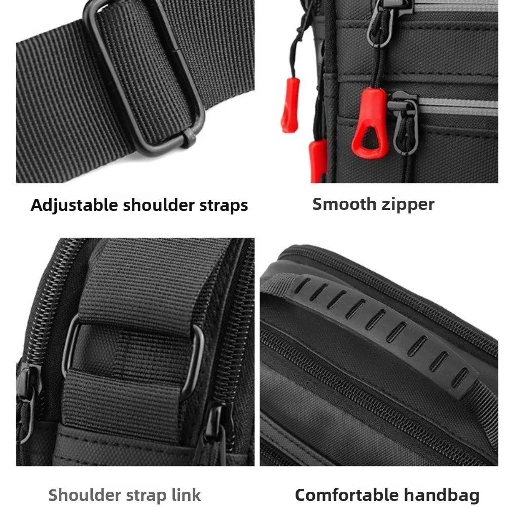 Męska torba crossbody kwadratowa, jednokolorowa, nylonowa torba na ramię, duża pojemność, wielofunkcyjna torba biznesowa typu messenger.