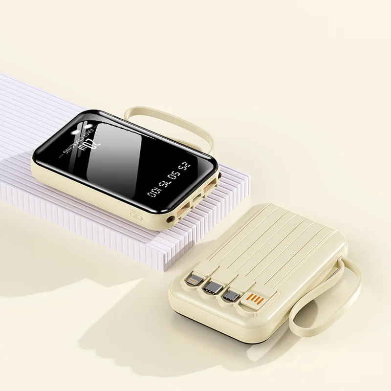 Mini Large Capacity Built-in Cable Power Bank 20000mAh Fast Charging Digital Display Portable Shared Mobile Power Source