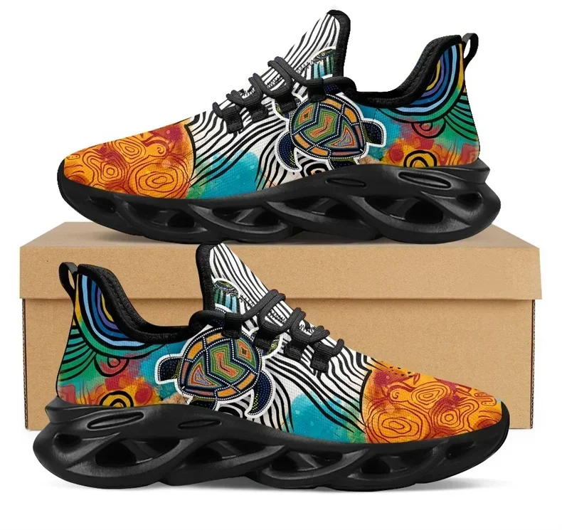 

Australia Aboriginal Turtle Indigenous Art Design Platform Sneakers for Women Breathable Lace up Mesh Swing Shoes