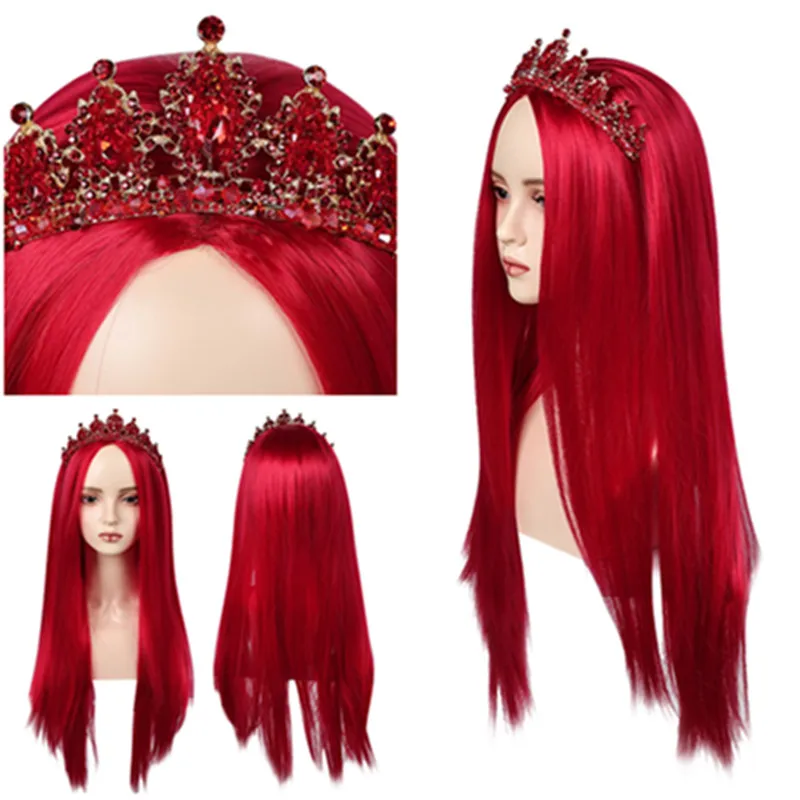 Queen of Hearts Cosplay Wig Crown Headband Descendants Disguise Adult Women Fantasy Halloween Carnival Costume Accessories