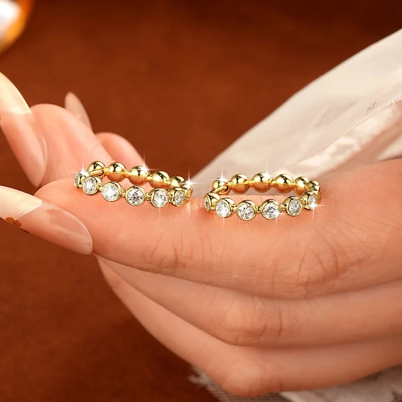 Rrjzz 2,5 mm Full Moissanite Sweet Bubble Creolen für Damen, GRA D-Color, im Labor hergestellte Diamantohrringe, Hochzeitsschmuck, Geschenke – Detail 9