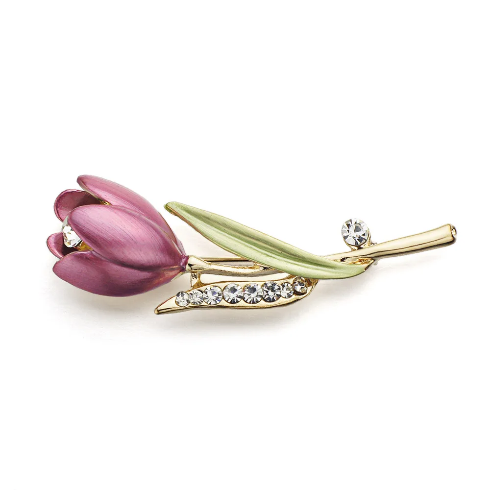 Elegant Tulip Flower Brooch Pin  Crystal Costume Jewelry Clothes Accessories Jewelry Brooches For Wedding Z014
